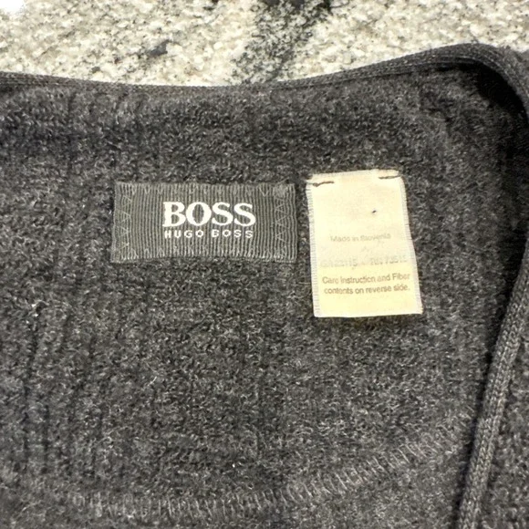 Hugo BOSS Wool Blend Vicunia Button Cardigan Sweater Vest Sz XL Black
